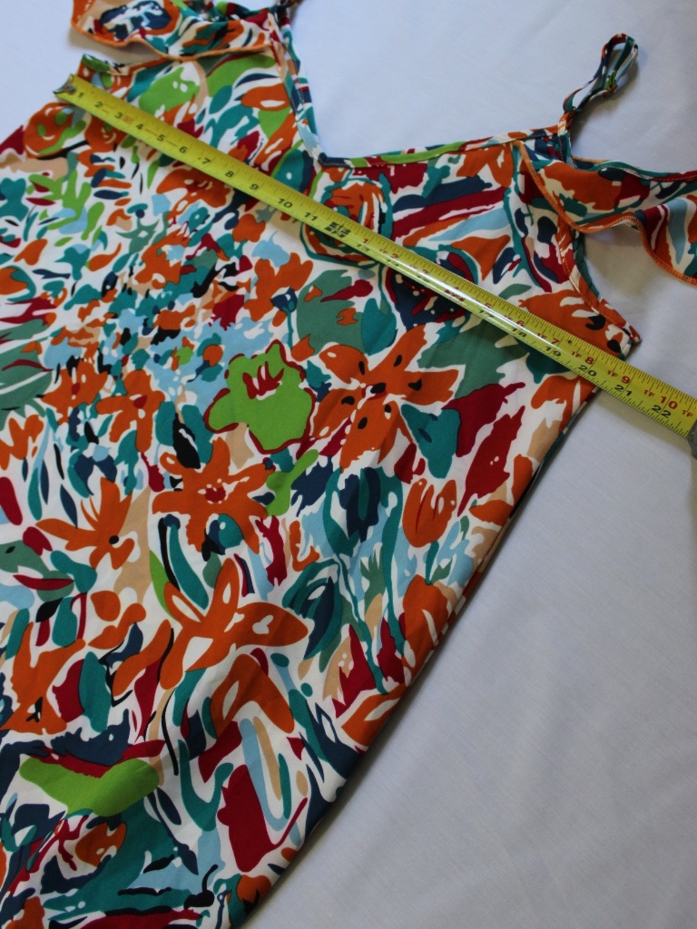 Colorful Abstract Floral Ruffle Cami Mini Dress Size Large - Picture 4 of 5
